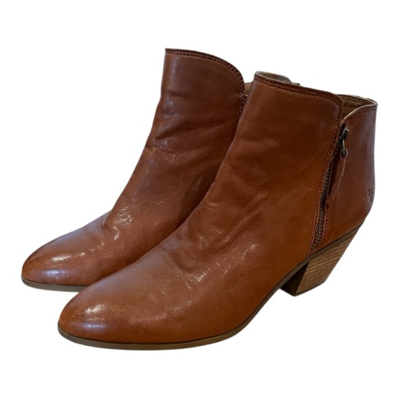 Frye Judith brown leather pointed toe heeled ankle boots size 9 - Picture 1 of 8